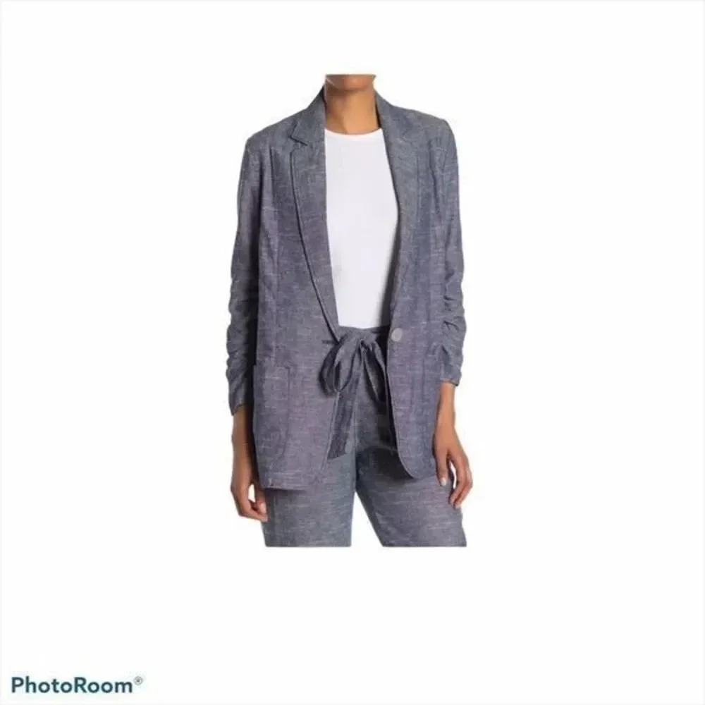 Max studio Linen Bland Ruched sleeve bla… - Picture 3 of 9